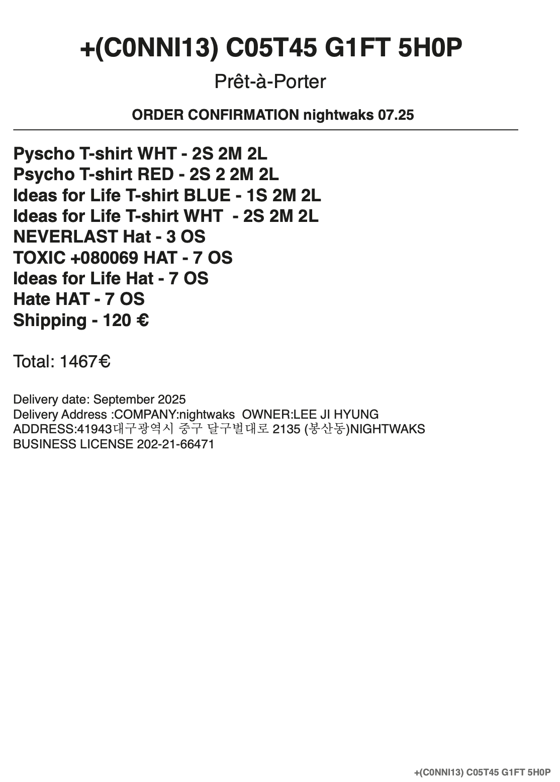 nightwaks order aw/25